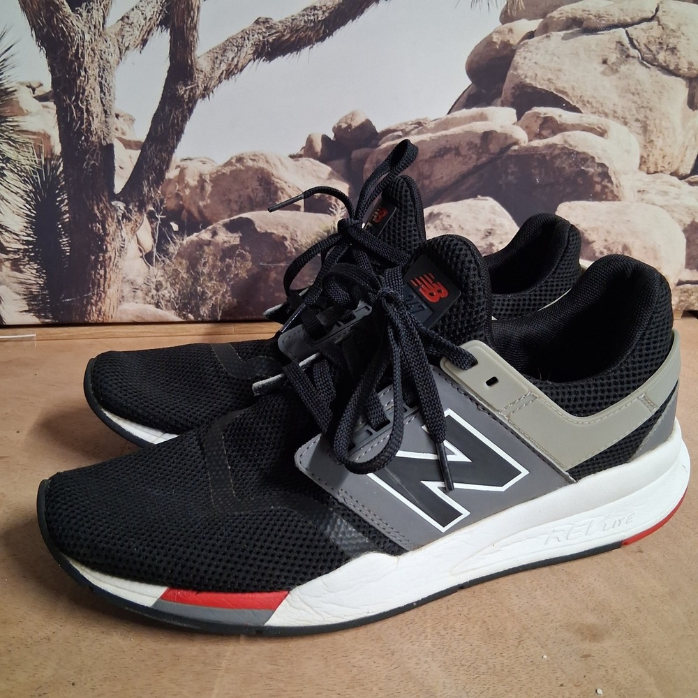 New Balance 247 Mens Black Grey Red REVlite Running Shoes MS247FB Size 11